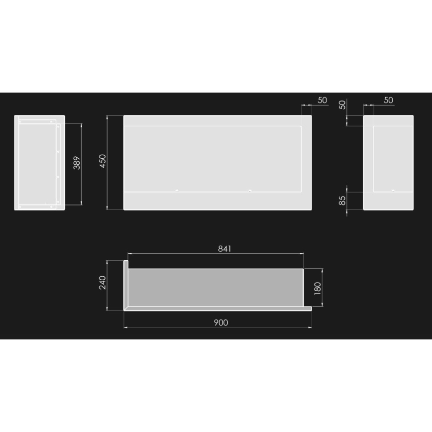 InFire - Narożny BIO kominek 45x90 cm 3kW czarny