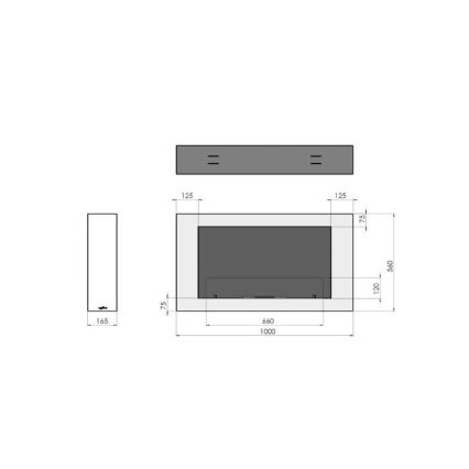 InFire - Ścienny BIO kominek 100x56 cm 3kW czarny