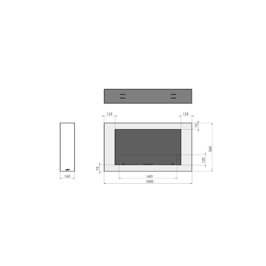 InFire - Ścienny BIO kominek 100x56 cm 3kW czarny