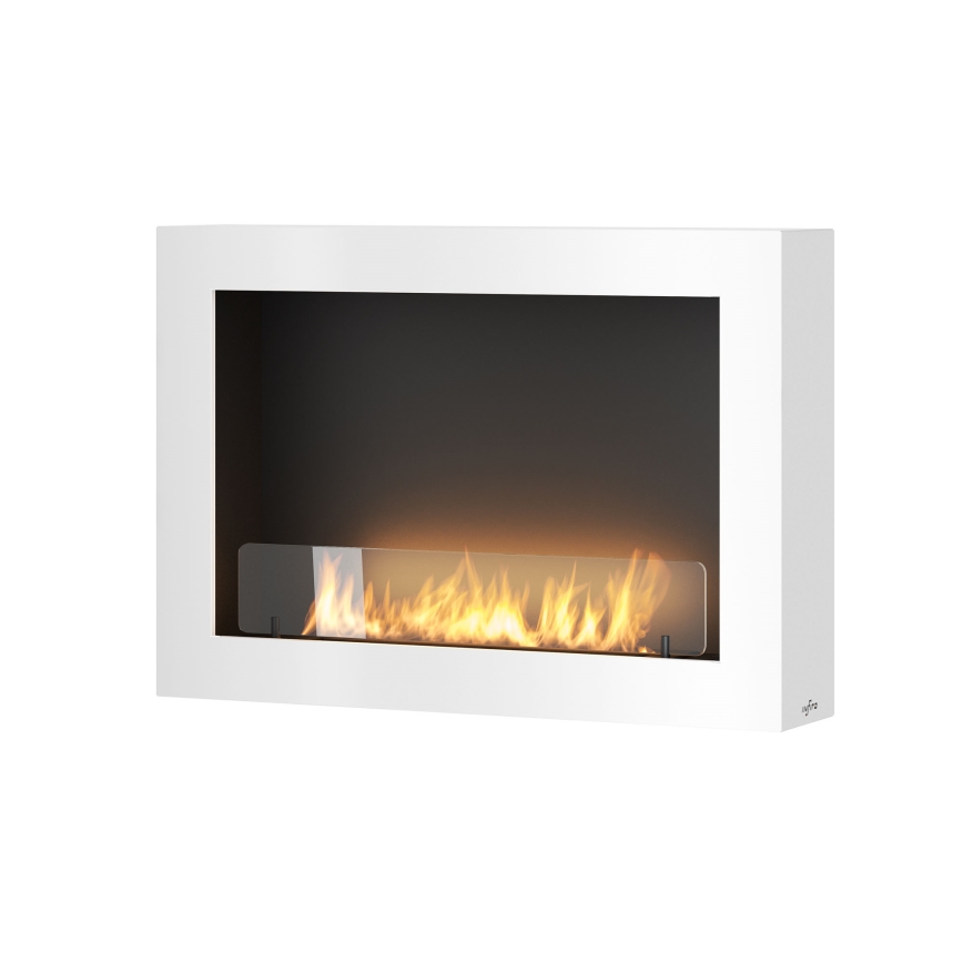 InFire - Ścienny BIO kominek 80x56 cm 3kW biały