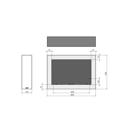 InFire - Ścienny BIO kominek 80x56 cm 3kW biały