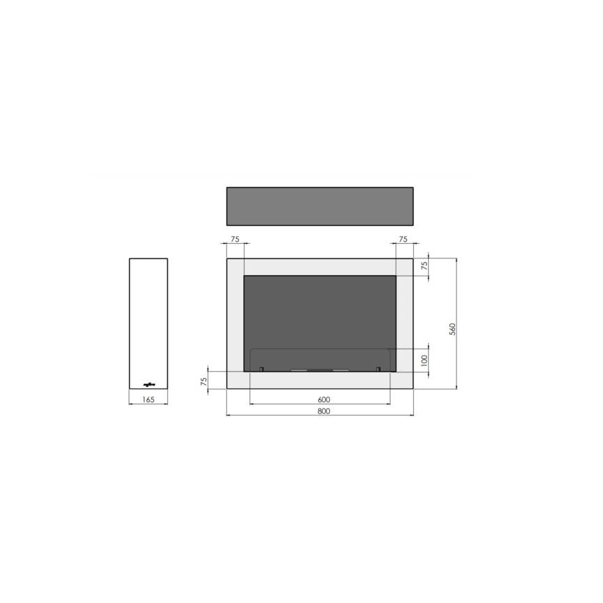 InFire - Ścienny BIO kominek 80x56 cm 3kW biały