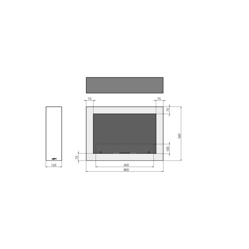 InFire - Ścienny BIO kominek 80x56 cm 3kW czarny