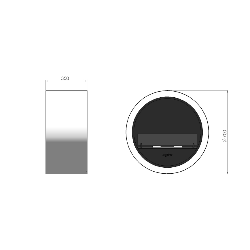 InFire - Ścienny BIO kominek śr. 70 cm 3kW biały