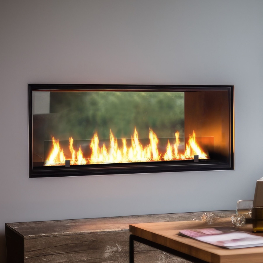 InFire - Wbudowany BIO kominek 48,5x123,5 cm 6kW czarny