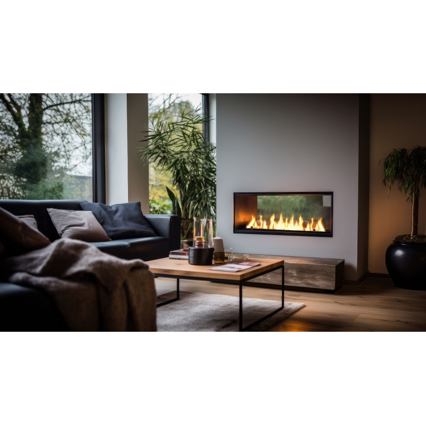 InFire - Wbudowany BIO kominek 48,5x123,5 cm 6kW czarny