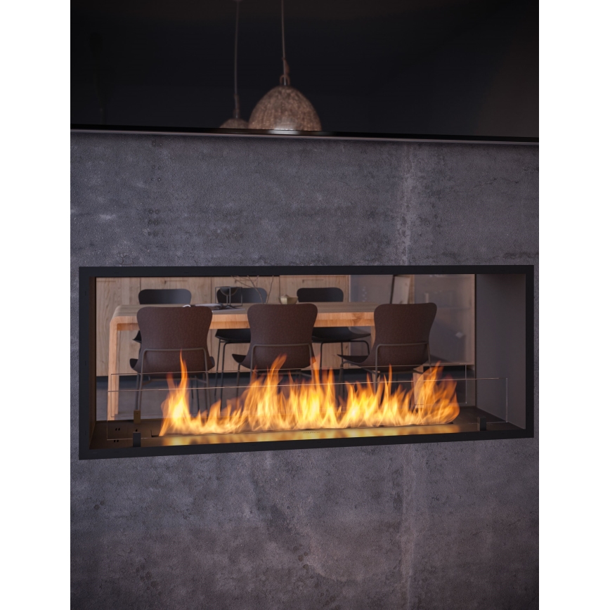 InFire - Wbudowany BIO kominek 48,5x123,5 cm 6kW czarny