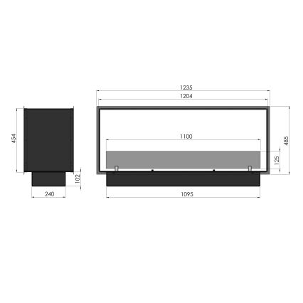 InFire - Wbudowany BIO kominek 48,5x123,5 cm 6kW czarny