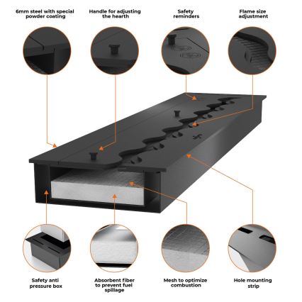 InFire - Wbudowany BIO kominek 49,4x104,4 cm 6kW czarny