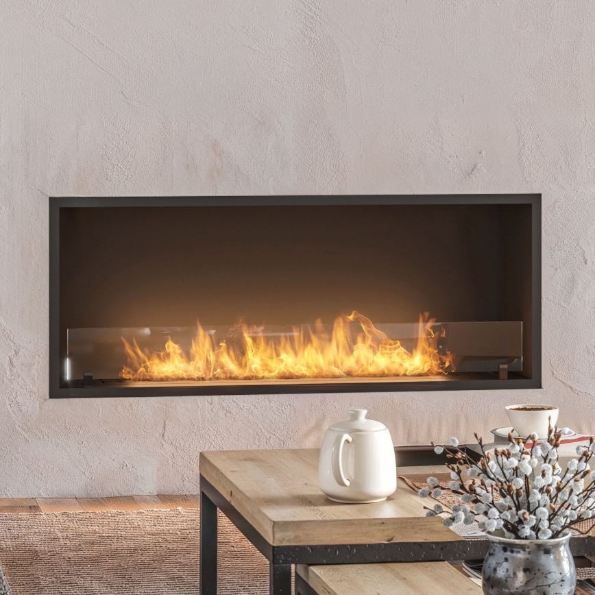 InFire - Wbudowany BIO kominek 49,4x124,4 cm 6kW czarny
