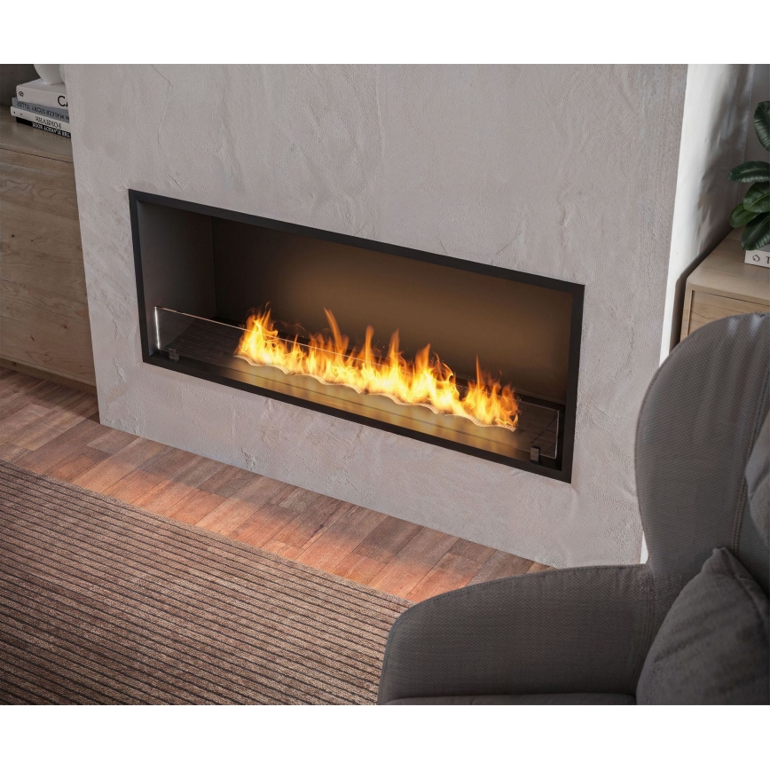 InFire - Wbudowany BIO kominek 49,4x124,4 cm 6kW czarny