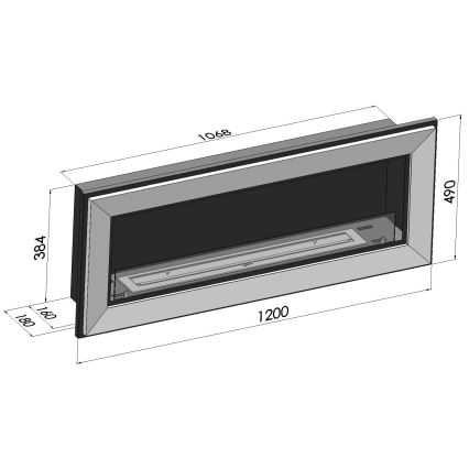 InFire - Wbudowany BIO kominek 49x120 cm 3kW czarny