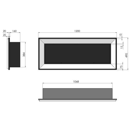 InFire - Wbudowany BIO kominek 49x120 cm 3kW czarny