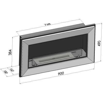 InFire - Wbudowany BIO kominek 49x90 cm 3kW czarny