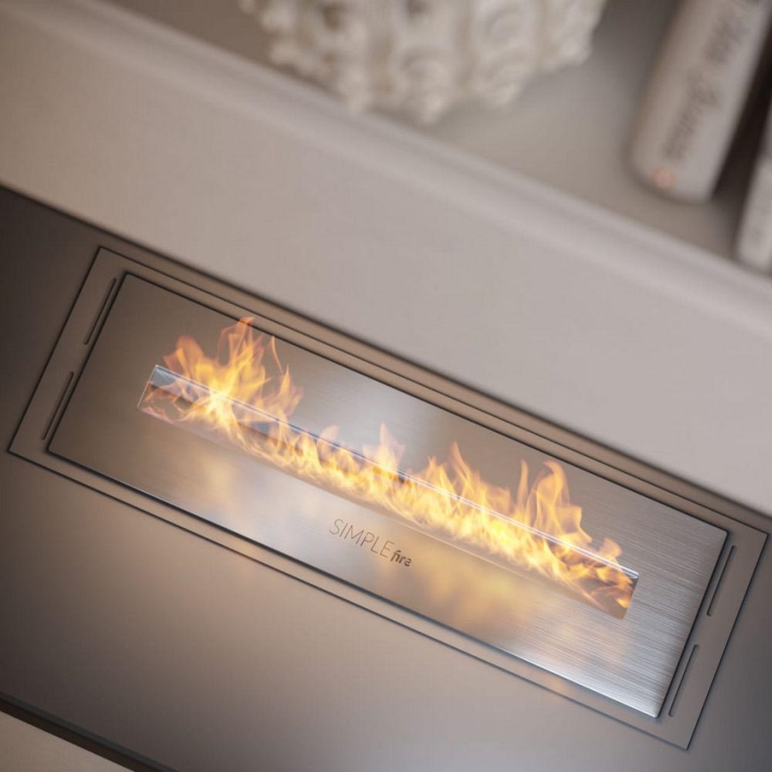 InFire - Wbudowany BIO kominek 5,5x50 cm 3kW matowy chrom