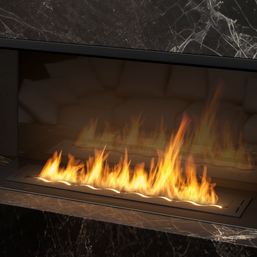 InFire - Wbudowany BIO kominek 7,5x100 cm 6kW czarny