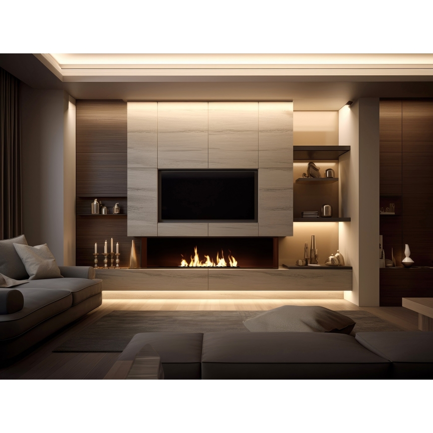 InFire - Wbudowany BIO kominek 7,5x100 cm 6kW czarny