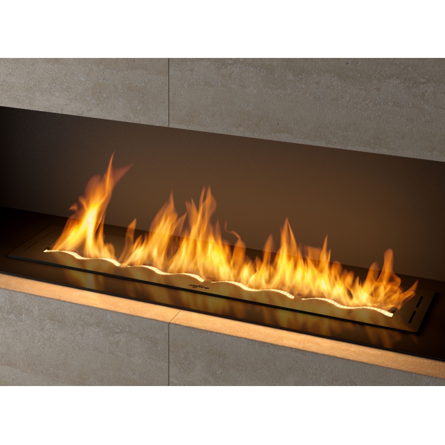 InFire - Wbudowany BIO kominek 7,5x100 cm 6kW czarny