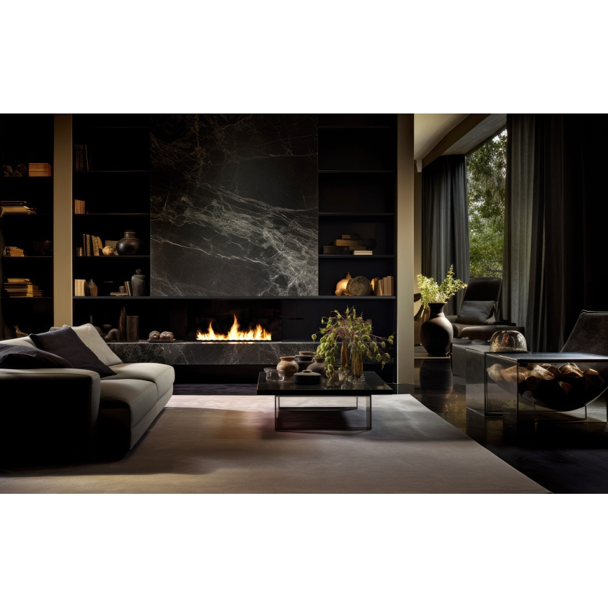 InFire - Wbudowany BIO kominek 7,5x100 cm 6kW czarny