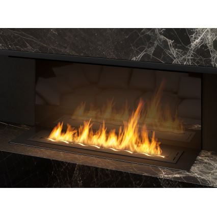 InFire - Wbudowany BIO kominek 7,5x100 cm 6kW czarny