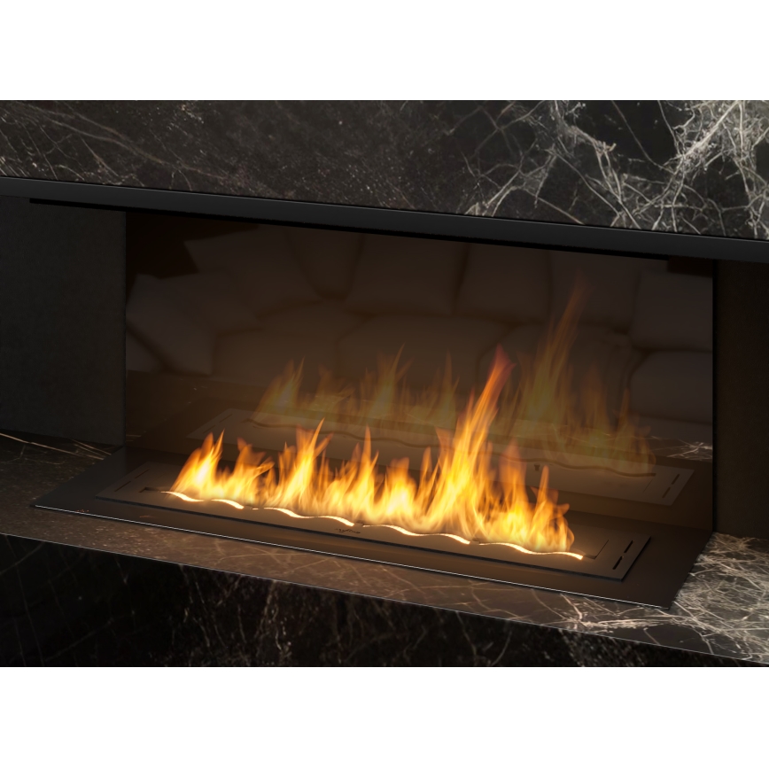 InFire - Wbudowany BIO kominek 7,5x100 cm 6kW czarny
