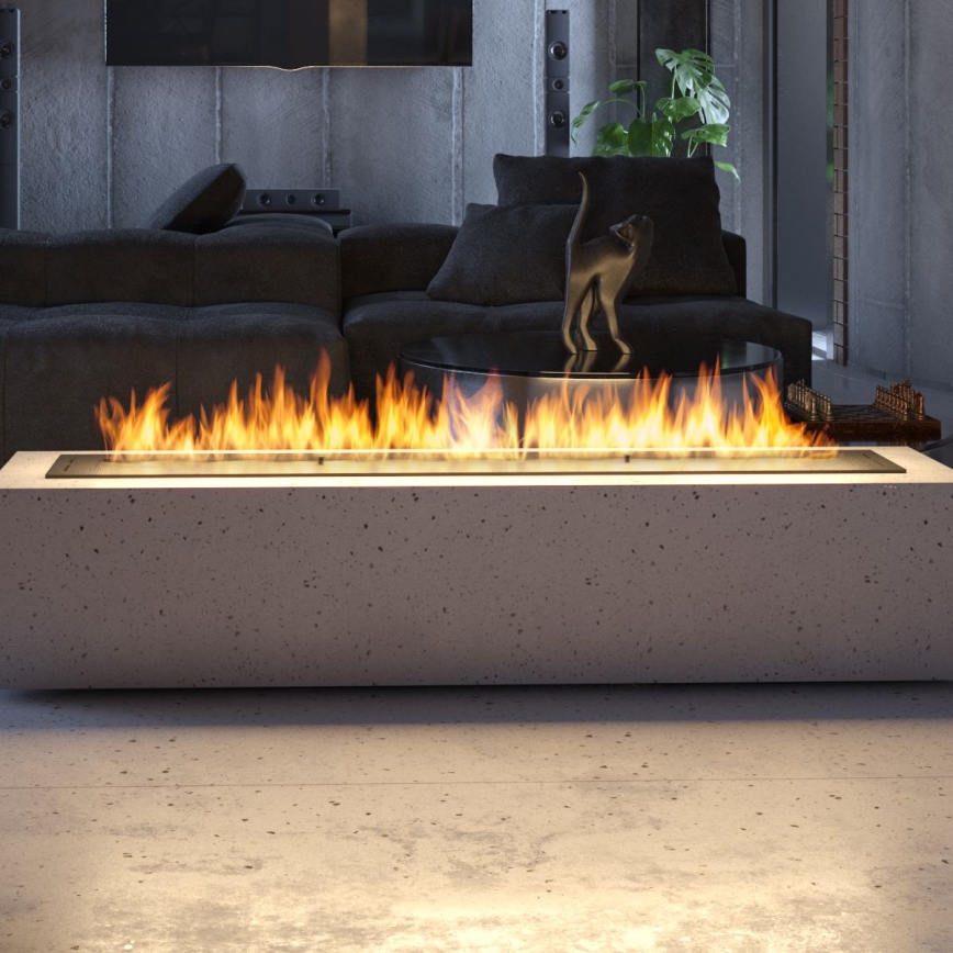 InFire - Wbudowany BIO kominek 7,5x120 cm 7kW czarny