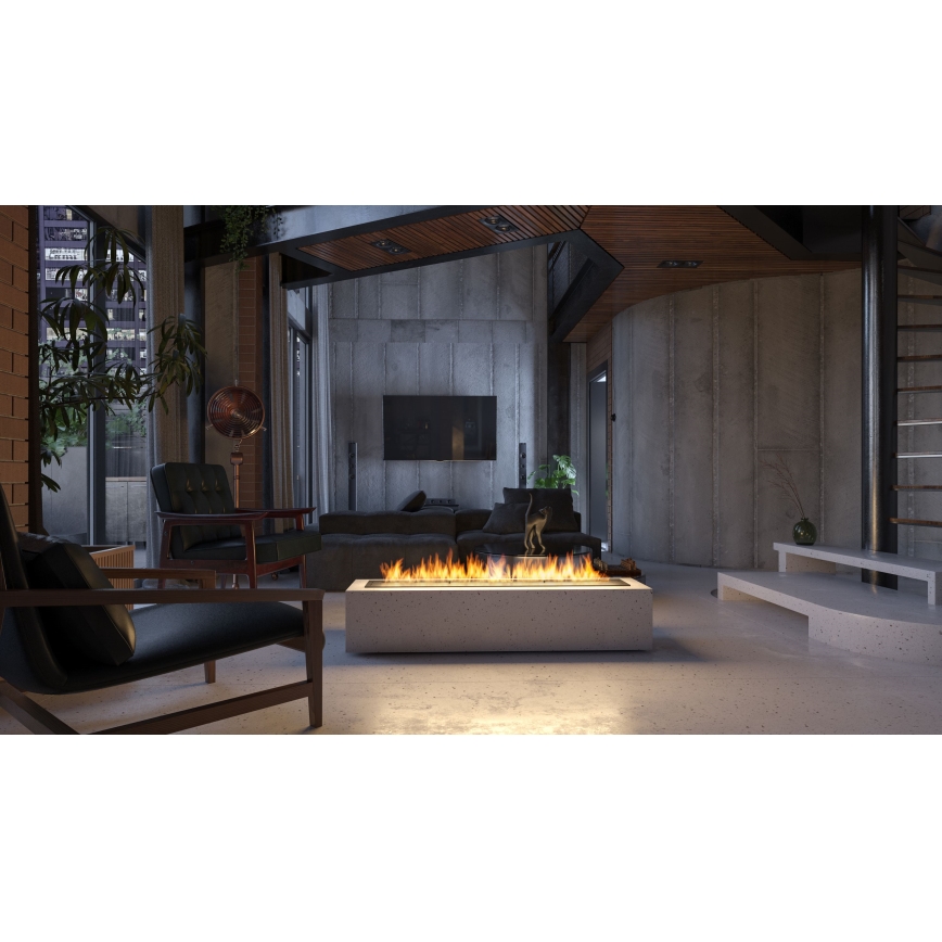 InFire - Wbudowany BIO kominek 7,5x120 cm 7kW czarny