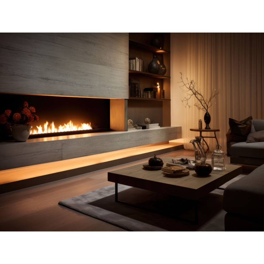 InFire - Wbudowany BIO kominek 7,5x120 cm 7kW czarny
