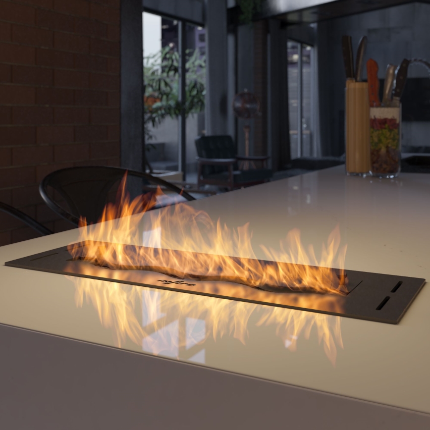 InFire - Wbudowany BIO kominek 7,5x50 cm 3,5kW czarny