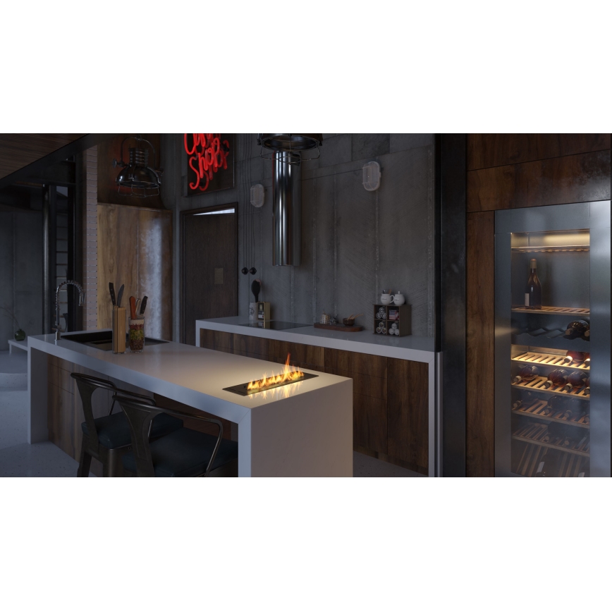 InFire - Wbudowany BIO kominek 7,5x50 cm 3,5kW czarny