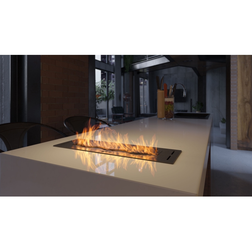 InFire - Wbudowany BIO kominek 7,5x50 cm 3,5kW czarny
