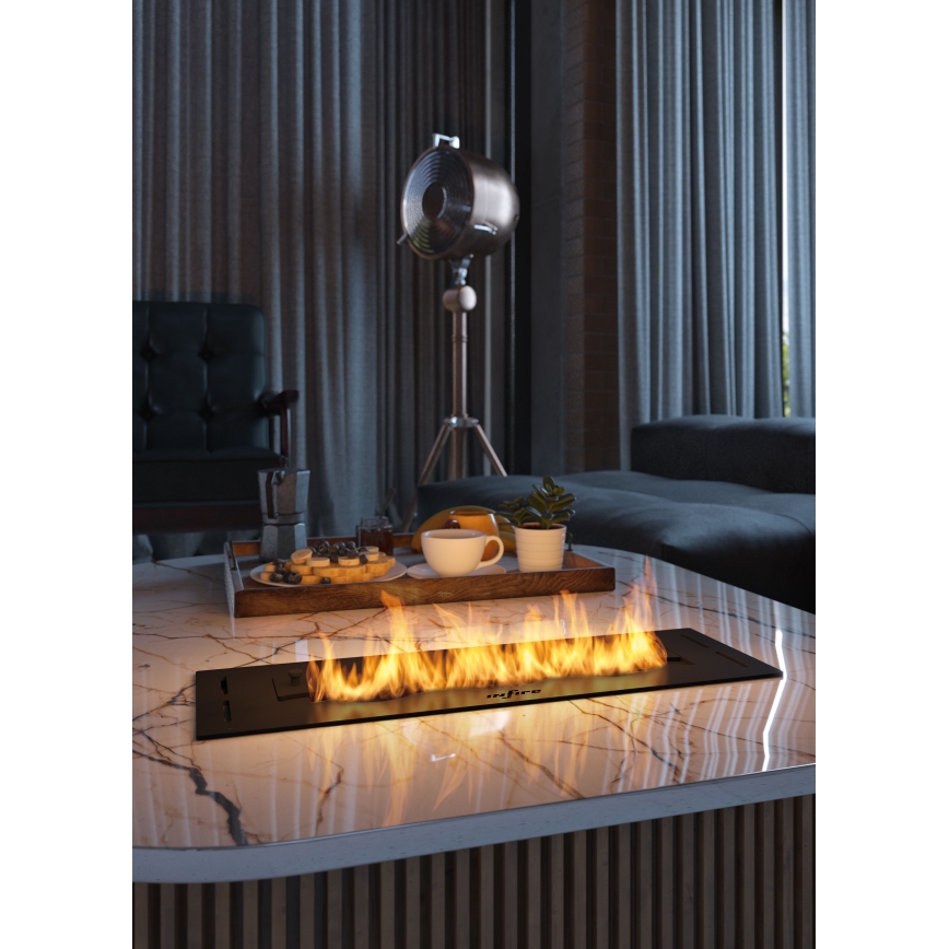 InFire - Wbudowany BIO kominek 7,5x50 cm 3,5kW czarny