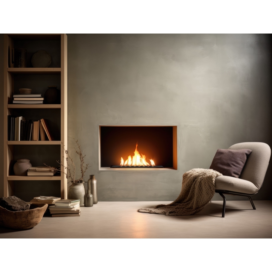 InFire - Wbudowany BIO kominek 7,5x50 cm 3,5kW czarny