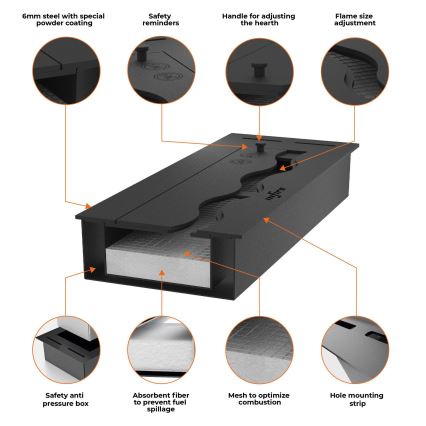 InFire - Wbudowany BIO kominek 7,5x50 cm 3,5kW czarny