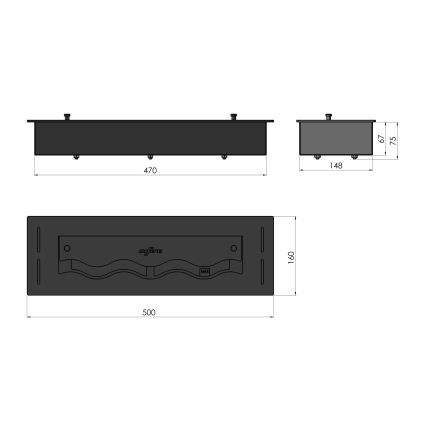 InFire - Wbudowany BIO kominek 7,5x50 cm 3,5kW czarny