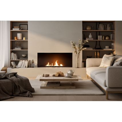 InFire - Wbudowany BIO kominek 7,5x60 cm 3,5kW czarny