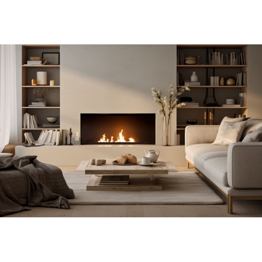 InFire - Wbudowany BIO kominek 7,5x60 cm 3,5kW czarny
