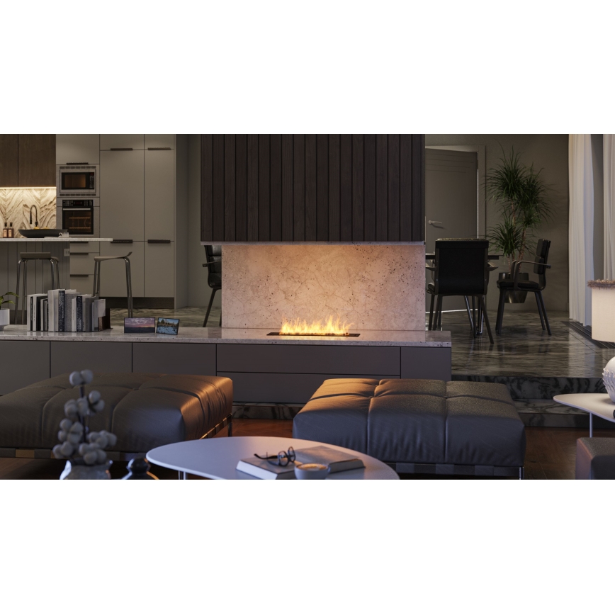 InFire - Wbudowany BIO kominek 7,5x60 cm 3,5kW czarny