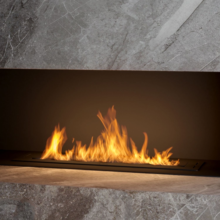 InFire - Wbudowany BIO kominek 7,5x80 cm 6kW czarny