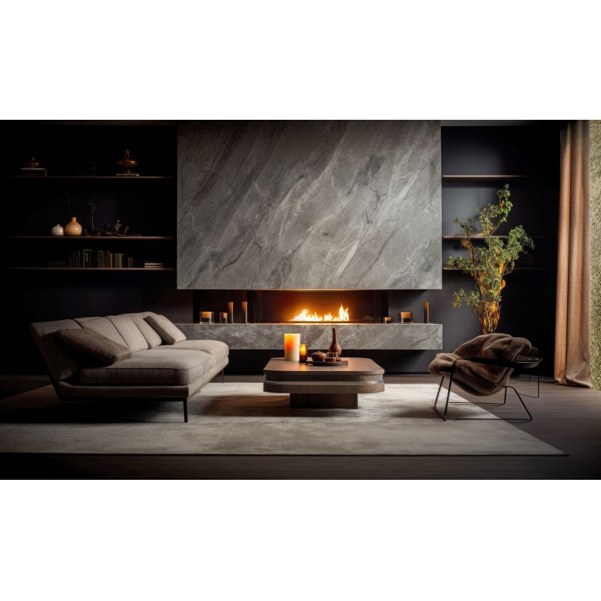 InFire - Wbudowany BIO kominek 7,5x80 cm 6kW czarny