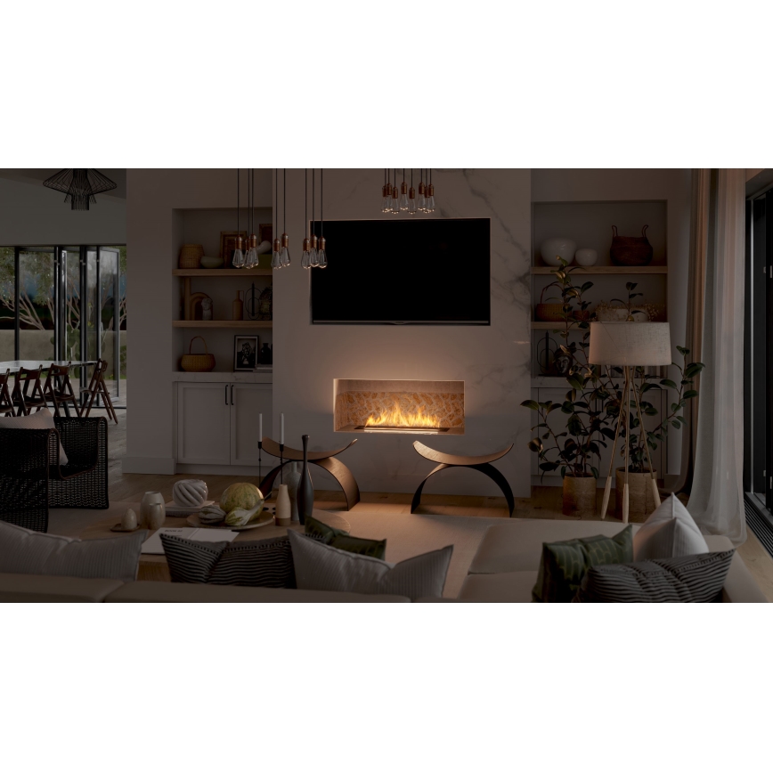 InFire - Wbudowany BIO kominek 7,5x80 cm 6kW czarny