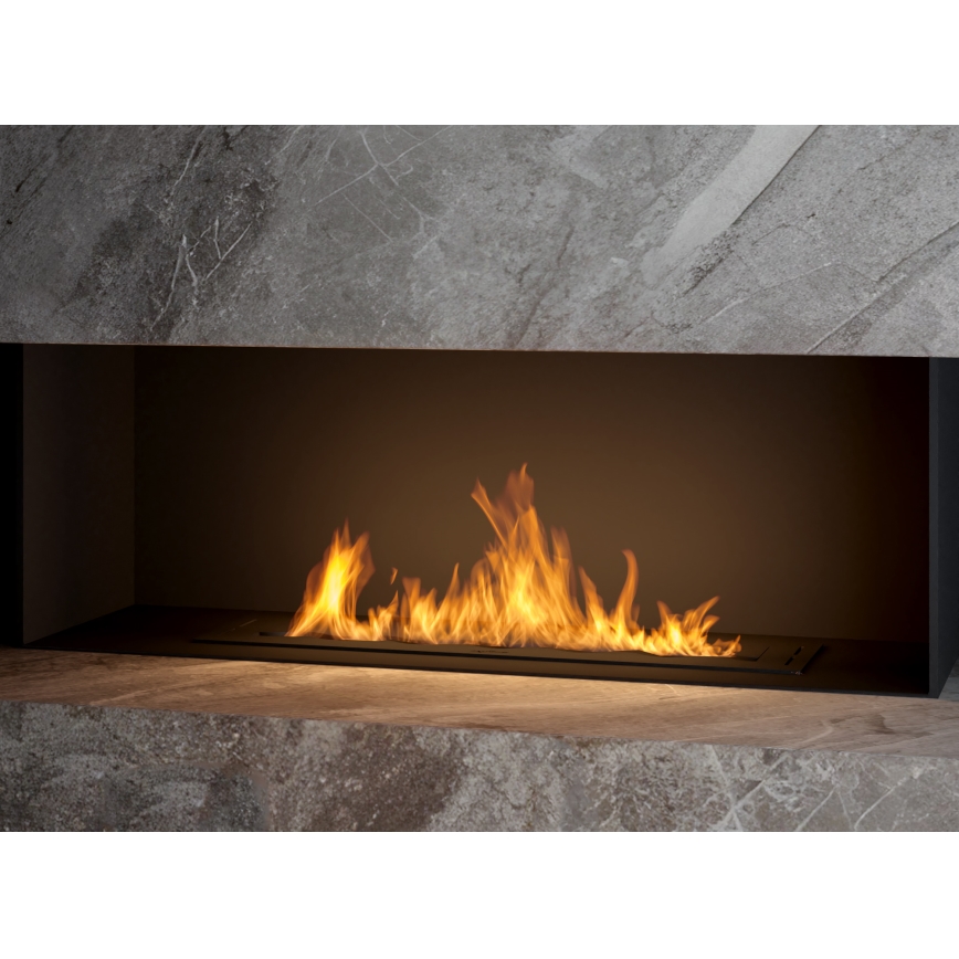 InFire - Wbudowany BIO kominek 7,5x80 cm 6kW czarny