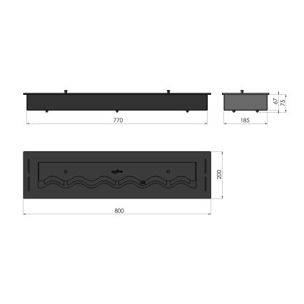 InFire - Wbudowany BIO kominek 7,5x80 cm 6kW czarny