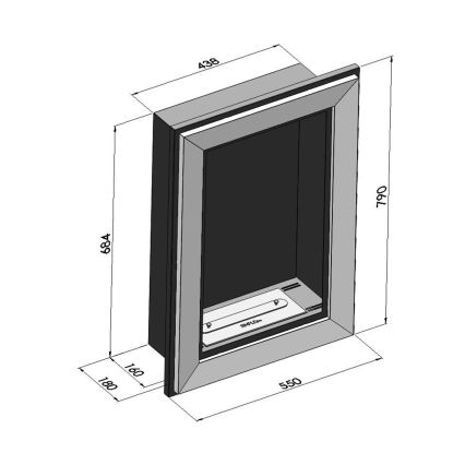 InFire - Wbudowany BIO kominek 79x55 cm 3kW czarny