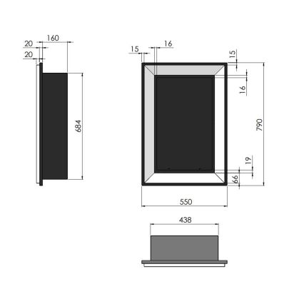 InFire - Wbudowany BIO kominek 79x55 cm 3kW czarny