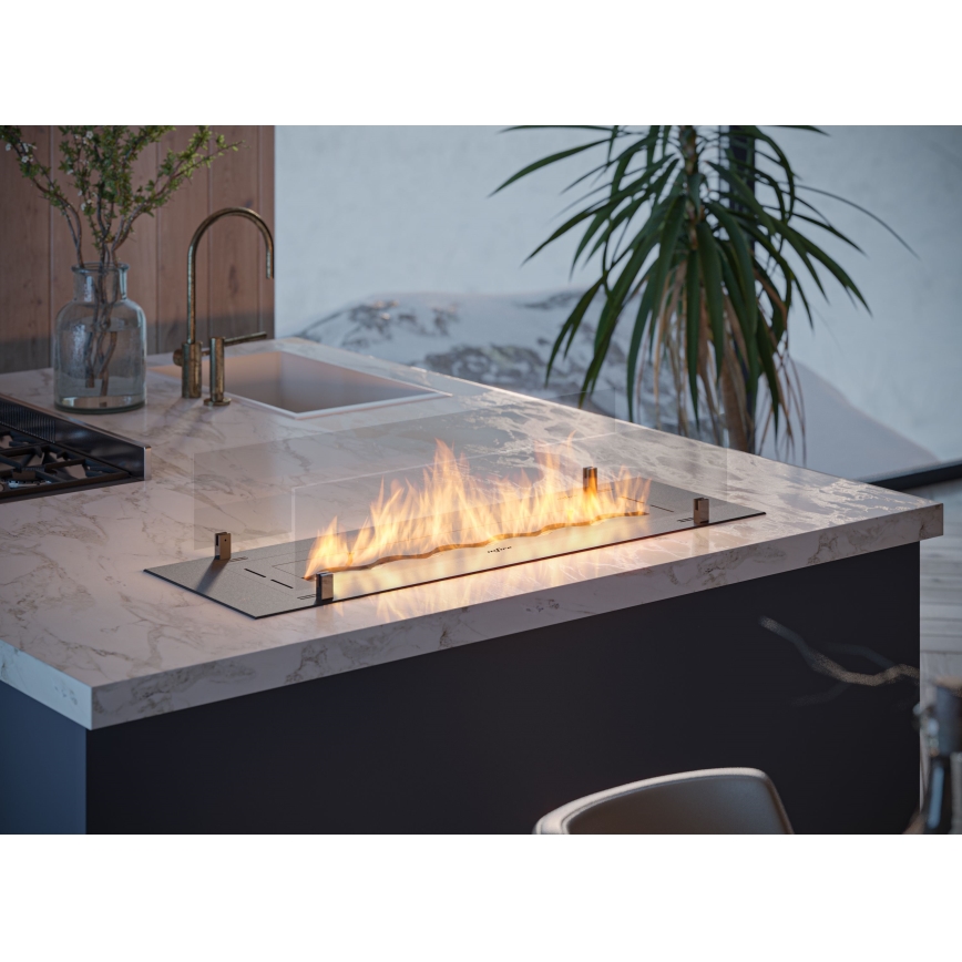 InFire - Wbudowany BIO kominek 8,5x100 cm 6kW czarny