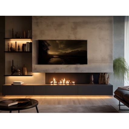 InFire - Wbudowany BIO kominek 8,5x100 cm 6kW czarny