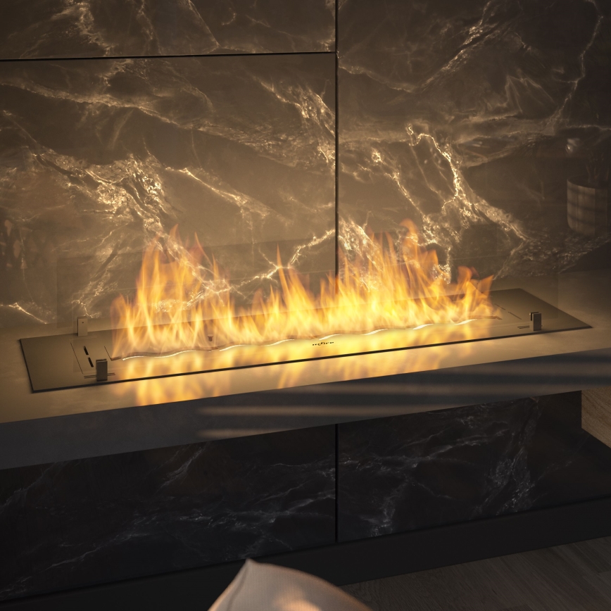 InFire - Wbudowany BIO kominek 8,5x120 cm 6kW czarny
