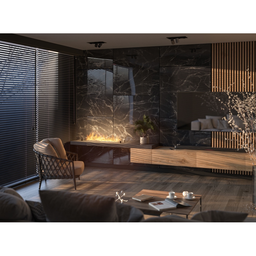InFire - Wbudowany BIO kominek 8,5x120 cm 6kW czarny
