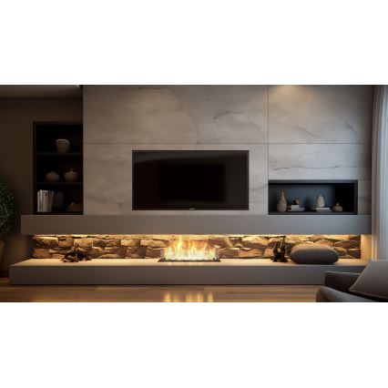 InFire - Wbudowany BIO kominek 8,5x60 cm 3,5kW czarny